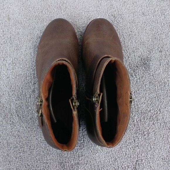 Kork Ease Ankle Boots Womens Size 10 Brown Pebbled Leather Zip Buckle Heel Shoes - Picture 10 of 12